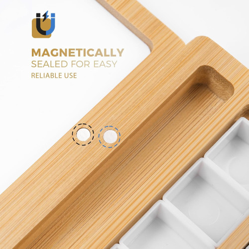 FUUMUUI Wooden Empty Watercolor Box (24 Colors) with Brush