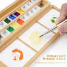 FUUMUUI Wooden Empty Watercolor Box (24 Colors) with Brush