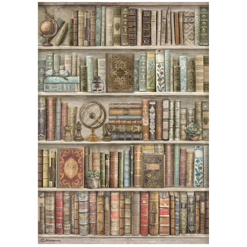 STAMPERIA BOOKSHELF DECOUPAGE RICE PAPER A4-DFSA41001