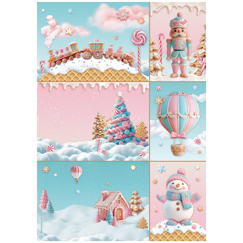 STAMPERIA CANDY CHRISTMAS DECOUPAGE PAPER A4 - DFSA41051