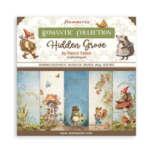 STAMPERIA HIDDEN GROVE BLOCK PAPER 20.3/20.3 CM - SBBS124