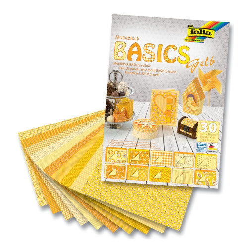 FOLIA BLOCK NOTE WITH DECORATION MOTIFS YELLOW 24/34 CM 30 P.