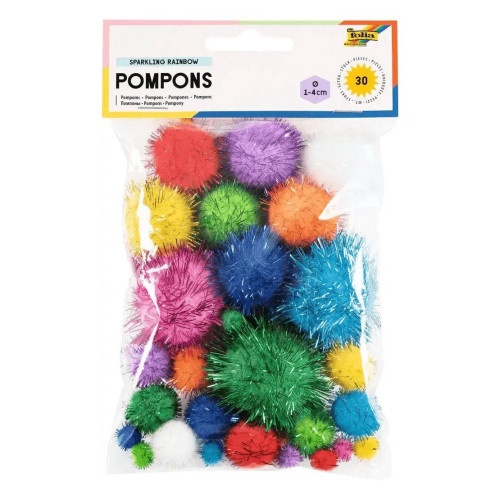 FOLIA ПОМПОНИ ЗА ДЕКОРАЦИЯ 30 БР SPARKLING RAINBOW
