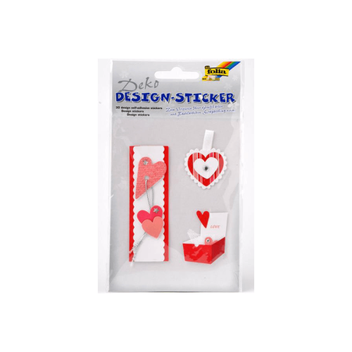 FOLIA DESIGN STICKERS RED HEARTS