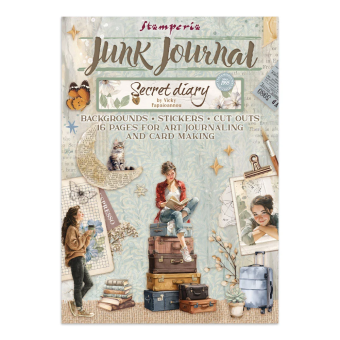 STAMPERIA SECRET DIARY JUNK JOURNAL 8 CARDS 4 STICKERS AND 4 CUTOUTS - SBJK15