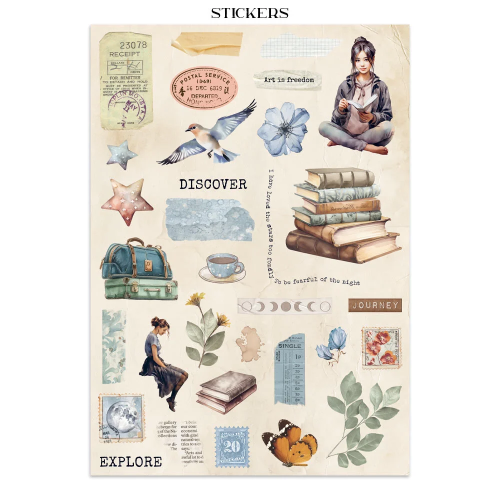 STAMPERIA SECRET DIARY JUNK JOURNAL 8 КАРТИЧКИ 4 СТИКЕРА И 4 ИЗРЕЗКИ - SBJK15