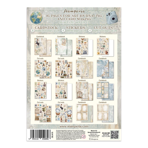 STAMPERIA SECRET DIARY JUNK JOURNAL 8 КАРТИЧКИ 4 СТИКЕРА И 4 ИЗРЕЗКИ - SBJK15