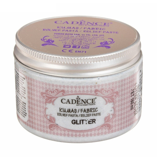 CADENCE RELIEF PASTE FOR TEXTILES GLITTER 150 ML-SILVER 15835