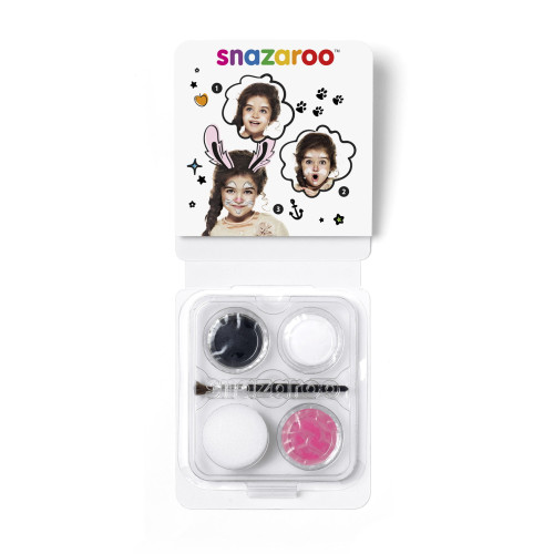 SNAZAROO FACE PAINT 3X3.75 G + BRUSH AND SPONGE - BUNNY