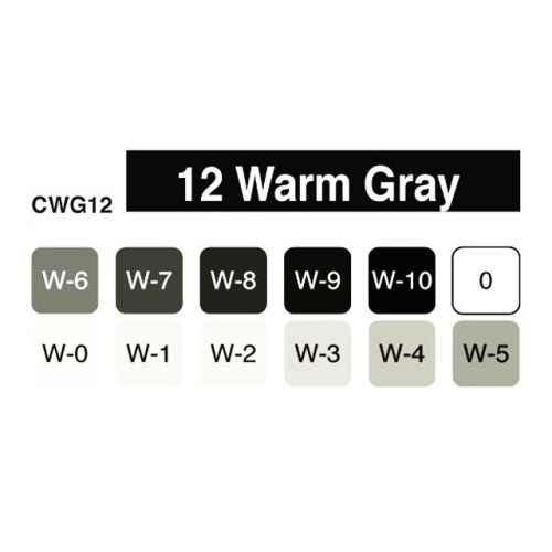 COPIC MARKER SET - WARM GRAY 12 COLORS