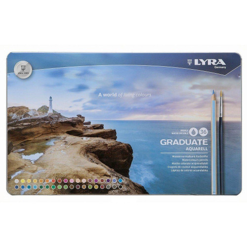 LYRA GRADUATE COLORED PENCILS SET IN METAL BOX 36 PCS.
