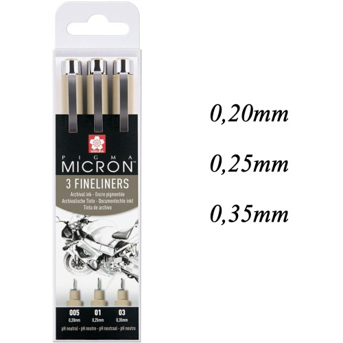 SAKURA PIGMA MICRON 3 FINELINERS ТЪНКОПИСЦИ BLACK - XSDK3FD