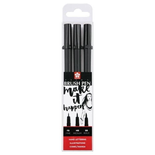 SAKURA PIGMA BRUSH PEN HAND LETTERING 3PCS - POXFVKBP349