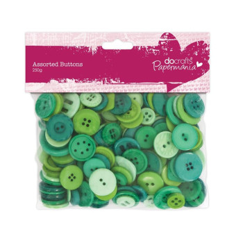 DOCRAFTS ASSORTED GREEN BUTTONS 250G - PMA 354307