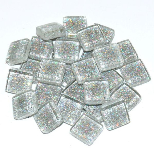 MOSAIKSTEIN МОЗАЙКА 10Х10Х4 ММ 1 КГ. S80-10B - СРЕБРО ГЛИТЕР
