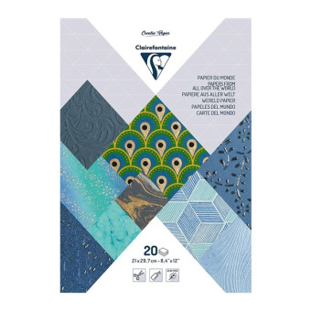 CLAIREFONTAINE BLOCK OF HANDMADE PAPER A4, 20 SHEETS, ASSORTED