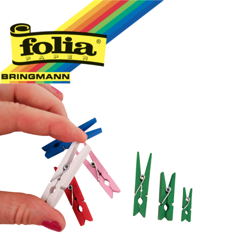 FOLIA WOODEN DECORATIVE CLIPS 5 CM COLORED