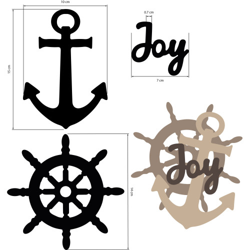 STAMPERIA SILENT SEA MDF ELEMENTS ANCHOR AND RUDDER - KLSM51