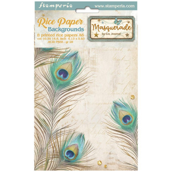 STAMPERIA MASQUERADE ДЕКУПАЖНА ХАРТИЯ 8БР А6 DFSAK6036