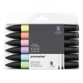 W&N PROMARKER SET 6 COLORS PASTEL TONES