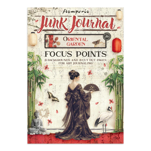 STAMPERIA ORIENTAL GARDEN JUNK JOURNAL FOCUS POINTS 8 SPINES AND 8 PAGES WITH CUTOUTS - SBJKS05