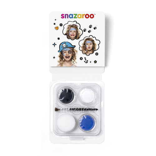 SNAZAROO FACE PAINT 3X3.75 G. + BRUSH AND SPONGE - PIRATE