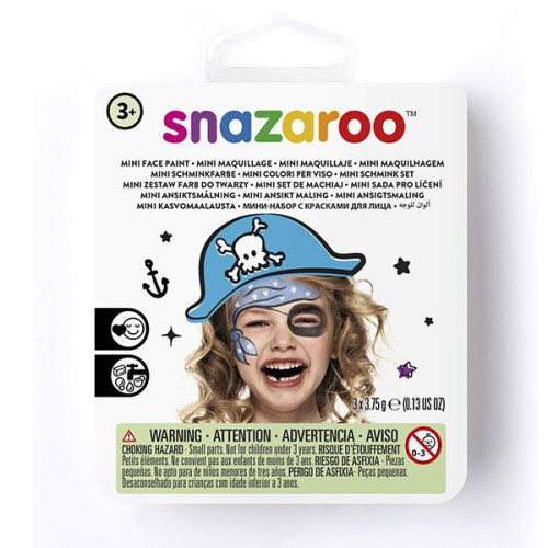 SNAZAROO FACE PAINT 3X3.75 G. + BRUSH AND SPONGE - PIRATE