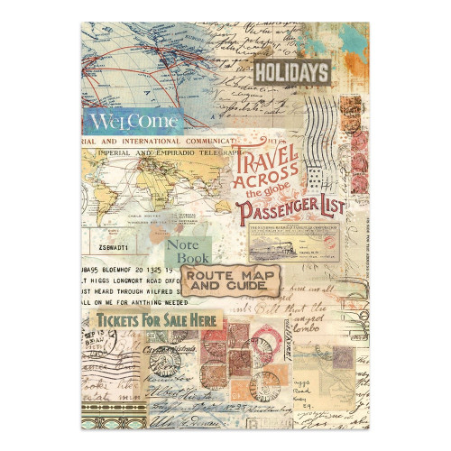 STAMPERIA ART OF TRAVELLING JUNK JOURNAL 8 КАРТИЧКИ 4 СТИКЕРА И 4 ИЗРЕЗКИ - SBJK18