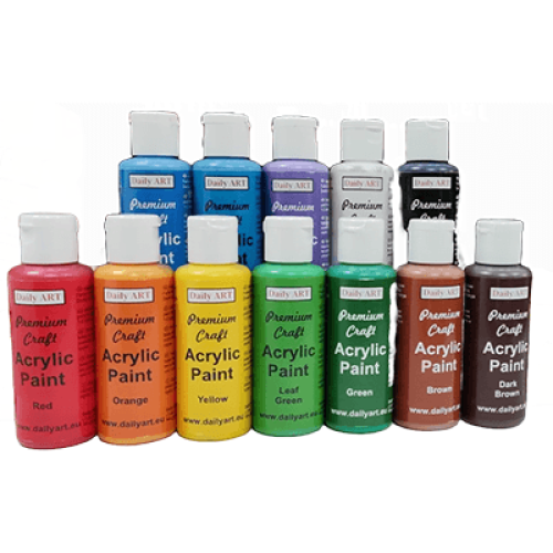 DAILY ART ACRYLIC PAINT PREMIUM CRAFT 12 COLORS X 50 ML - DA20S107