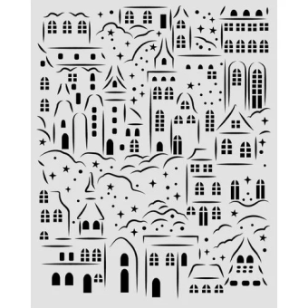 STAMPERIA CLASSIC CHRISTMAS TEMPLATE CHRISTMAS VILLAGE 20 X 25 CM - KSTD217