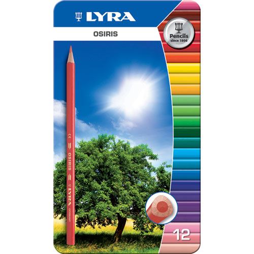 LYRA OSIRIS COLORED PENCILS SET IN METAL BOX 12 COLORS.