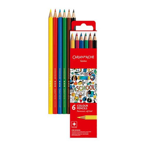 CARAN D'ACHE SCHOOL COLORED PENCILS 6 COLORS.