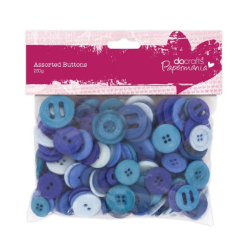DOCRAFTS ASSORTED BLUE BUTTONS 250G - PMA 354305