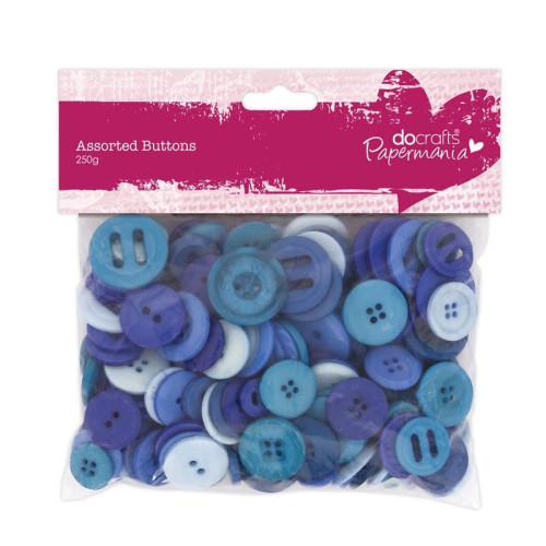 DOCRAFTS ASSORTED BLUE BUTTONS 250G - PMA 354305