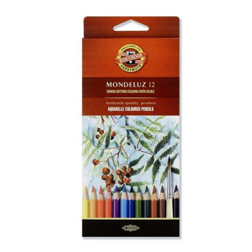 KOH-I-NOOR WATERCOLOUR PENCILS MONDELUZ - CARDBOARD BOX 12 COLOURS