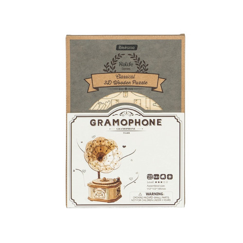 ROBOTIME 3D ДЪРВЕН ПЪЗЕЛ GRAMOPHONE 122 ЧАСТИ TG408
