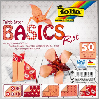 FOLIA ORIGAMI PAPER RED 15/15 CM 80 GSM 50 SHEETS