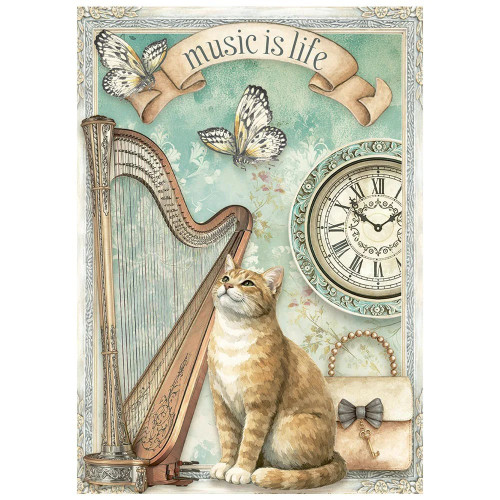 STAMPERIA SYMPHONY DECOUPAGE PAPER 8PCS A6 DFSA6X07