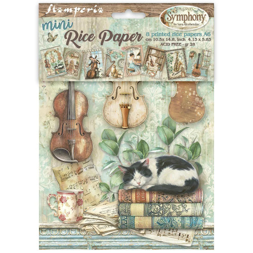 STAMPERIA SYMPHONY DECOUPAGE PAPER 8PCS A6 DFSA6X07
