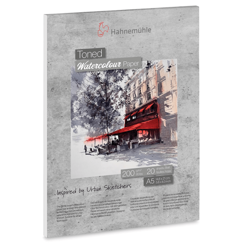 HAHNEMUHLE TONED WATERCOLOUR BOOK СИВ 200ГР, A5, 20Л.
