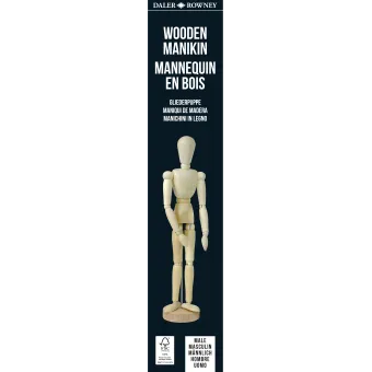 DALER ROWNEY WOODEN MOVABLE MALE MANNEQUIN H: 30 CM