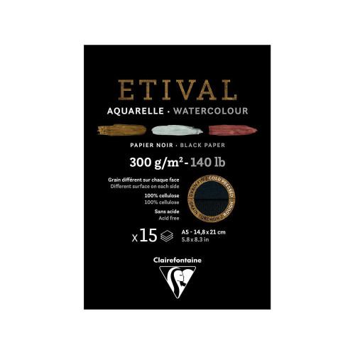 CLAIREFONTAINE СКИЦНИК ETIVAL BLACK A3, 300 ГР. 15 Л