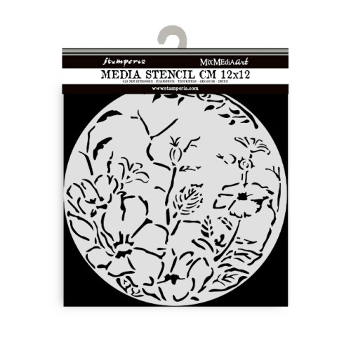 STAMPERIA ROUND FRAME WITH FLOWER TEMPLATE 12 X 12 CM-KSTDS-25