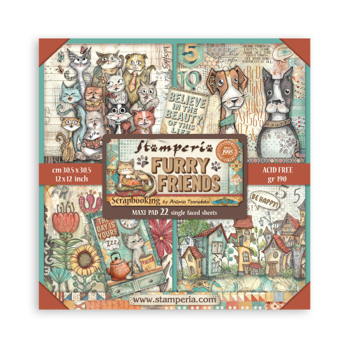 STAMPERIA FURRY FRIENDS BLOCK 30.5/30.5 CM -SBBXLB30