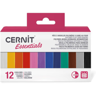 CERNIT POLYMER CLAY SET ESSENT 12COL X 25GR CEASS001C