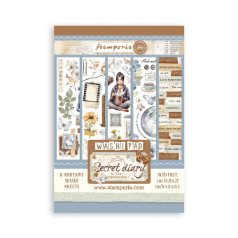 STAMPERIA SECRET DIARY WASHI PAD 8 SHEETS A5 -SBW04
