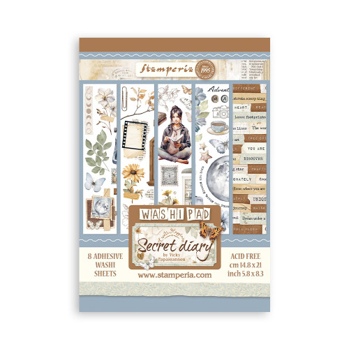 STAMPERIA SECRET DIARY WASHI PAD 8 SHEETS A5 -SBW04