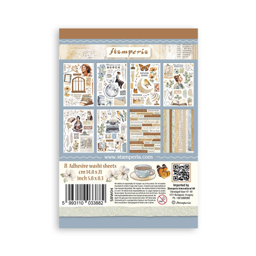 STAMPERIA SECRET DIARY WASHI PAD 8 SHEETS A5 -SBW04