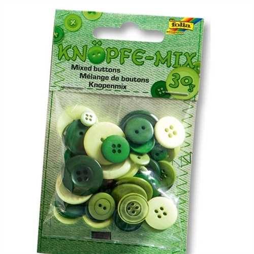 FOLIA DECORATION BUTTONS - GREEN 30 GR. ASSORTED