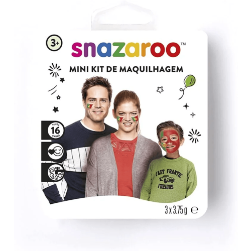 SNAZAROO FACE PAINT 3X3.75 G. + BRUSH AND SPONGE - PORTUGAL